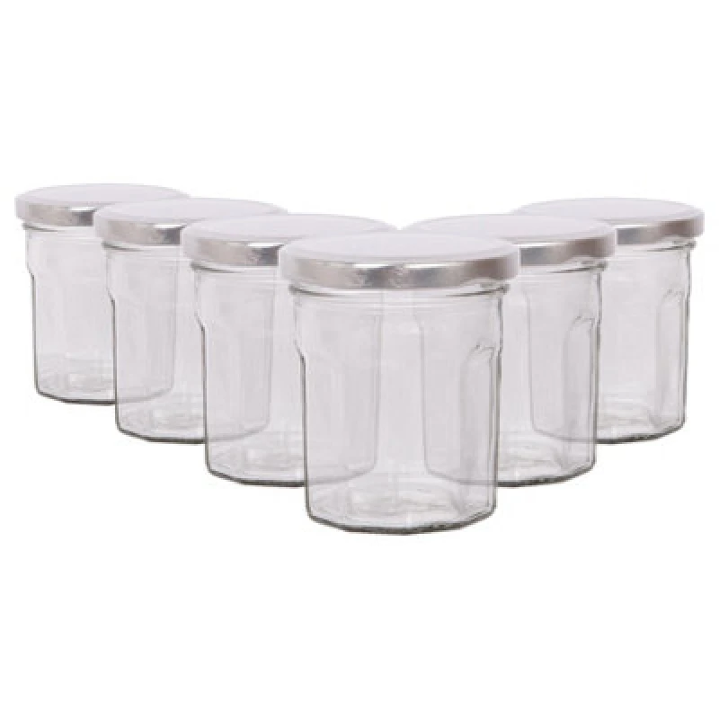 Image of Argon Tableware Glass Jam Jars With Silver Lids - 150ml - Pack Of 6