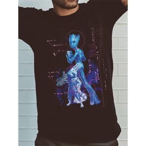 Image of The Avengers Infinity War - Neon Groot Mens X-Large T-Shirt - Black