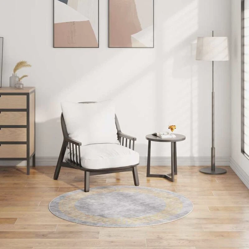 Image of VIDAXL Rug Washable φ120cm Grey Anti Slip Vidaxl 337939
