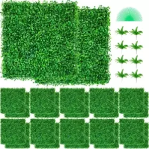Image of Artificial Boxwood Panel Boxwood Hedge Wall Panels 24pcs 20x20" Garden Decor Diy