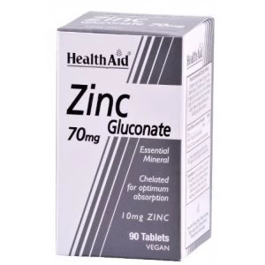 Image of HealthAid Zinc Gluconate 70mg - 90 Tablets