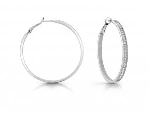 Image of Guess Silver Plated Pave Hoop Earrings
