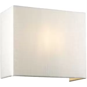 Image of Elstead - LightBox Riley Medium Square Wall Light with Polished Chrome, Ivory Faux Silk Shade