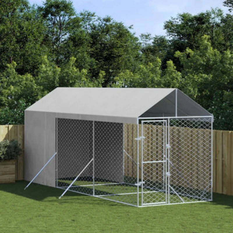 Image of VIDAXL Vidaxl - Outdoor Dog Kennel with Roof Silver 2x6x2.5 m Galvanised Steel 3190491
