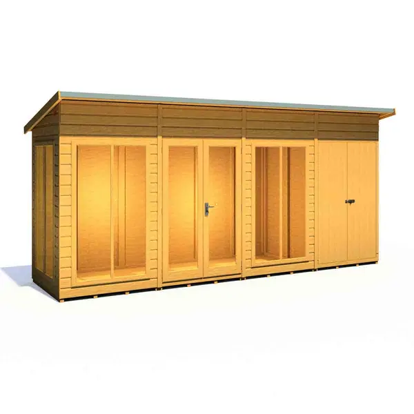 Image of Shire Lela 16ft x 4ft Summerhouse with Storage Shed LELS1604DSL-1AA