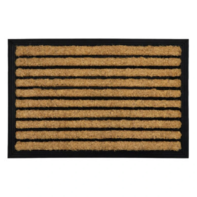 Image of JVL Tuffscrape Coir Lines, 40x60cm, Lines Brown