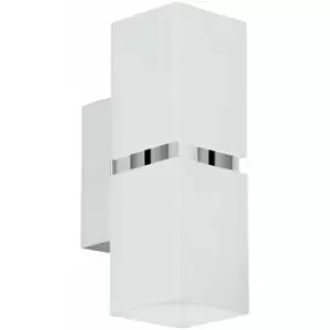 Image of Loops - Wall Light Colour Chrome Plated Steel White Square Shape Shade Bulb GU10 2x3.3W