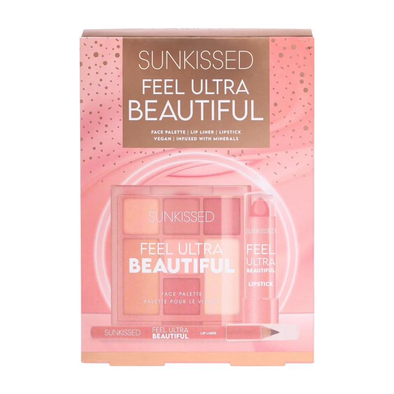 Image of Sunkissed Feel Ultra Beautiful Gift Set Face Palette + Lip Liner + Lipstick