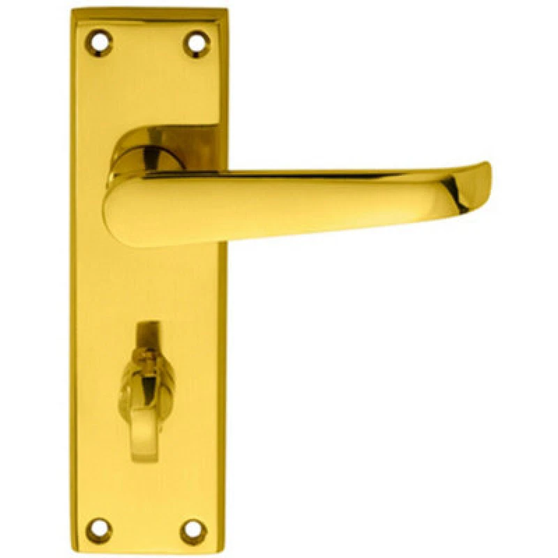 Image of Loops PAIR Straight Victorian Lever on Bathroom Backplate 150 x 43mm Polished Brass Metallics