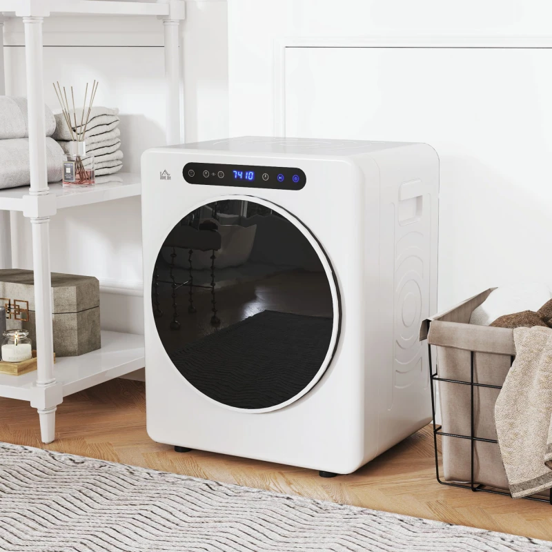 Image of HOMCOM 4kg Portable Vented Tumble Dryer Machine with Timer, 6 Heat Settings, White B61-010V70WT