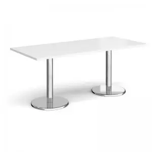 Image of Pisa rectangular dining table with round chrome bases 1800mm x 800mm -
