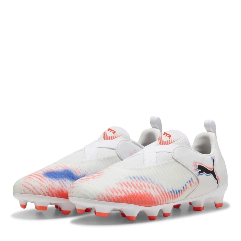 Image of Puma Future 8 Match Laceless Juniors Firm Ground Football Boots White/Black/Red male 3 (35.5)