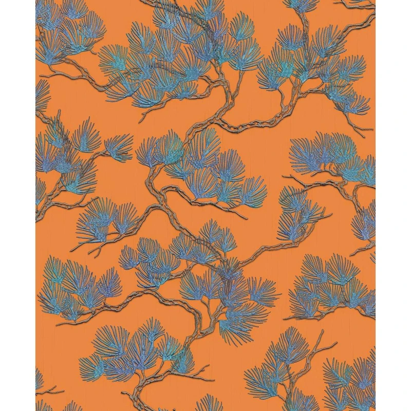 Image of DUTCH WALLCOVERINGS Design id Orange Floral Flower Tree Nature Textured Vinyl Paste Wall Wallpaper 8809660036600