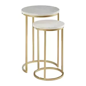 Image of Set of 2 Marble Top Nesting Tables