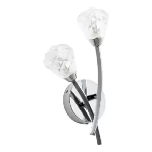 Image of Spa Volos 2 Light Wall Light Diamond Cut Glass and Chrome