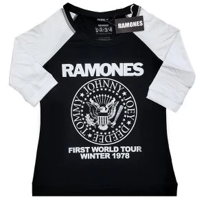 Image of Ramones - First World Tour 1978 Ladies Medium T-Shirt - Black,White