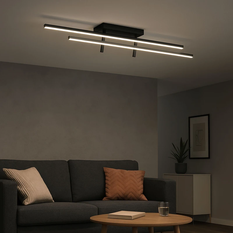 Image of Eglo Trepiliano Aluminium & Steel Black Modern LED Linear Ceiling Light Black Unisex