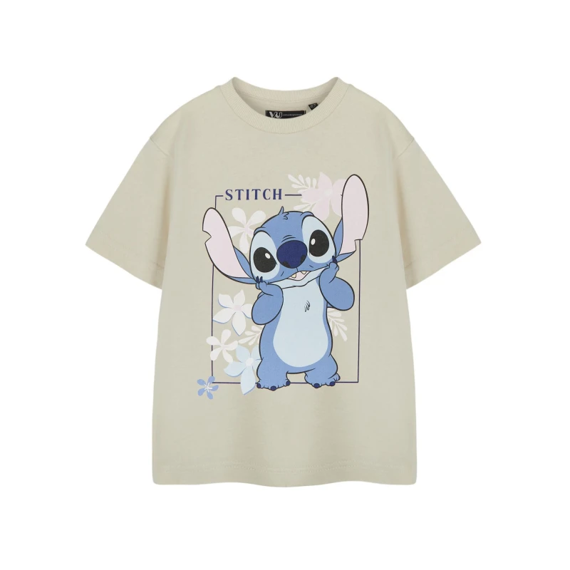 Image of (13-14 Years) Disney Lilo & Stitch Short Sleeved T-Shirt (Girls Beige)