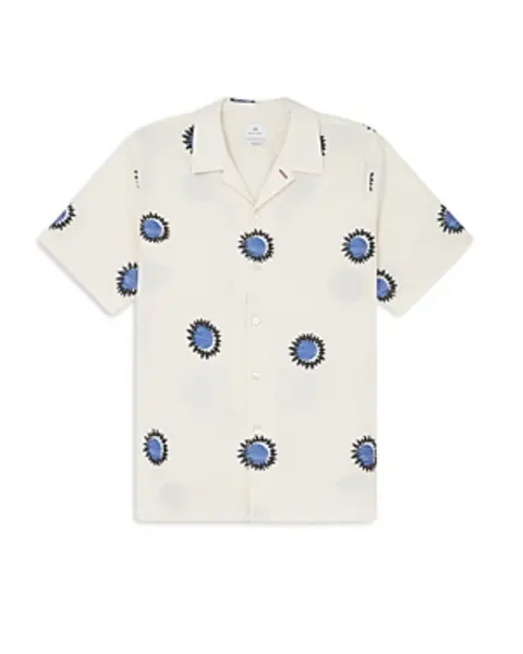 Image of Ps Paul Smith Embroidered Cotton Blend Camp Shirt