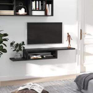 Image of HOMCOM Wall Mounted Media Console, Floating TV Stand Component Shelf, Entertainment Center Unit, Black