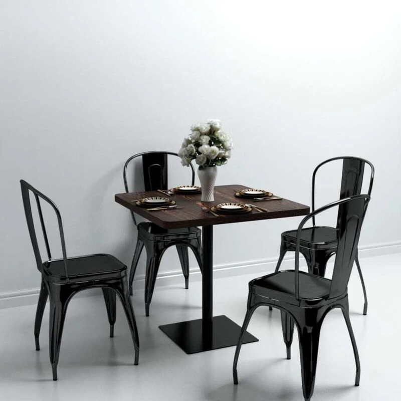 Image of vidaXL Bistro Table MDF and Steel Square 80x80x75cm Dark Ash Kitchen Furniture