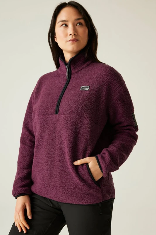 Image of Dare 2b Womens Slide Out Half Zip Borg Fleece in Purple Size: 18 Purple Female 18