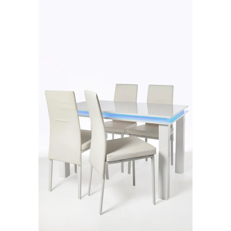 Image of Homelife LED 4 Seater Dining Set White unisex One Size