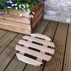 Image of Round Wooden Garden Patio Plant Flower Pot Stand Caddy/Trolley on Castor Wheels Ø 30cm