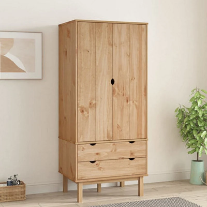 Image of Vidaxl Wardrobe Otta 76.5X53X172cm Solid Wood Pine