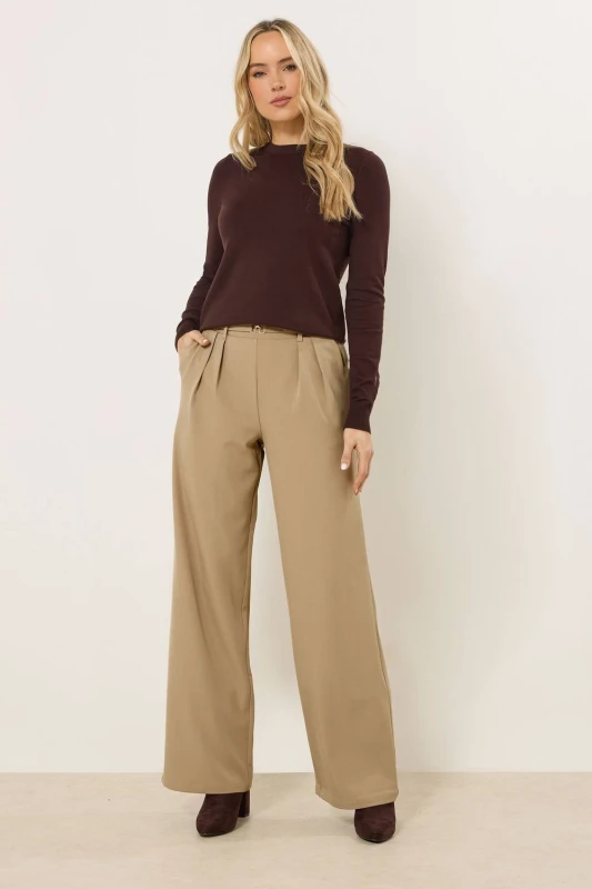 Image of Long Tall Sally Womens Tall Buckle Wide Leg Trousers in Natural Size: 20L Natural Female 20L