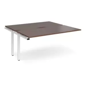 Image of Bench Desk Add On 2 Person Rectangular Desks 1600mm Walnut Tops With White Frames 1600mm Depth Adapt
