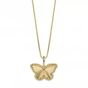 Image of 9ct Granulation And Diamond Cut Yellow Gold Butterfly Pendant Pendant GP2248