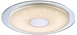 Image of Flush Flush Ceiling Light 45cm Round 18W LED, 2700-6500K, 1680lm, Remote Silver, Frosted Acrylic, Polished Chrome