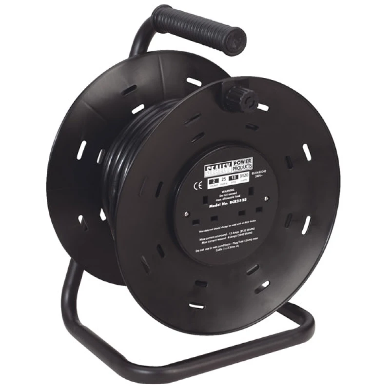Image of Sealey 4 Socket Heavy Duty Cable Extension Reel 240v BCR2525 Length: 25m