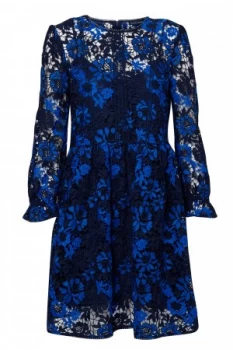 Image of French Connection Musea Lace Flared Dress Blue
