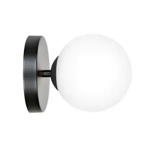 Image of Bior Black Globe Wall Lamp with White Glass Shades, 1x E14