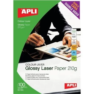 Image of Apli Laser Paper Glossy Double-sided 210gsm A4 100 Sheets