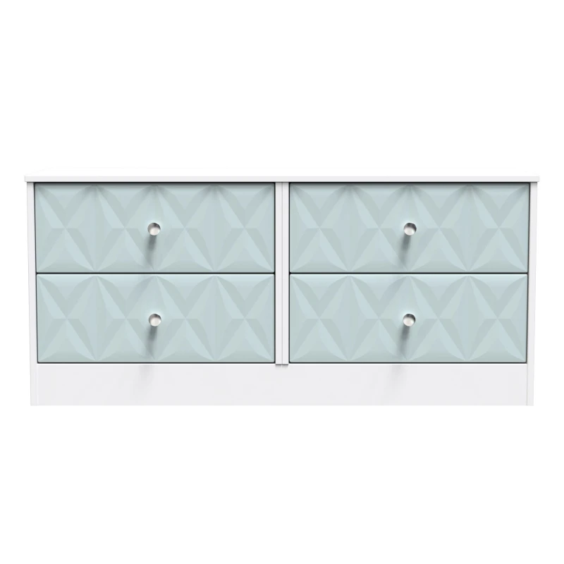 Image of San Jose Ready Assembled Matt Duck Egg Blue & White 4 Drawer Wide Chest (H)521mm (W)1146mm (D)395mm