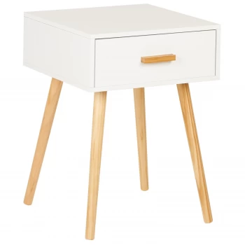 Image of Hartleys 1 Drawer White Retro Bedside Table with Handle