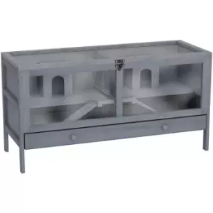 Image of Pawhut - Wooden Hamster Cage Rodent Small Animals Double Room Hut Box