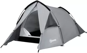 Image of Outsunny Camping Dome Tent Double Layer Backpacking Tent Large for 1-2 Person with Weatherproof Vestibule Windows Lightweight for Fishing, Hiking