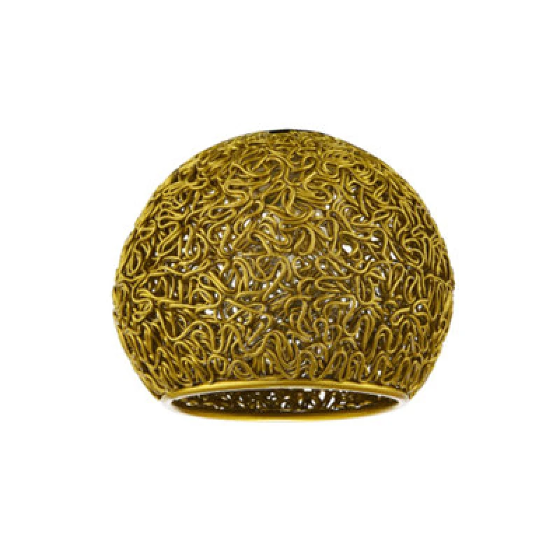 Image of Happy Homewares Retro Industrial Style Round Twisted Wire Mesh Metal Lamp Shade In Shiny Gold