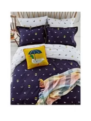 Image of Joules Ducks March Navy 100% Cotton Percale Duvet Cover Set