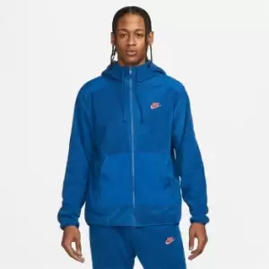 Image of Nike Sportswear Style Essentials+ Mens Polar Fleece Full-Zip Hoodie - Blue