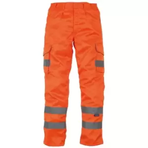 Image of Mens Hi-Vis Cargo Trousers With Knee Pad Pockets (40in Reg) (Orange) - Orange - Yoko