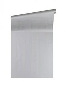 Image of Versace Greek Key Stripe Silver Wallpaper