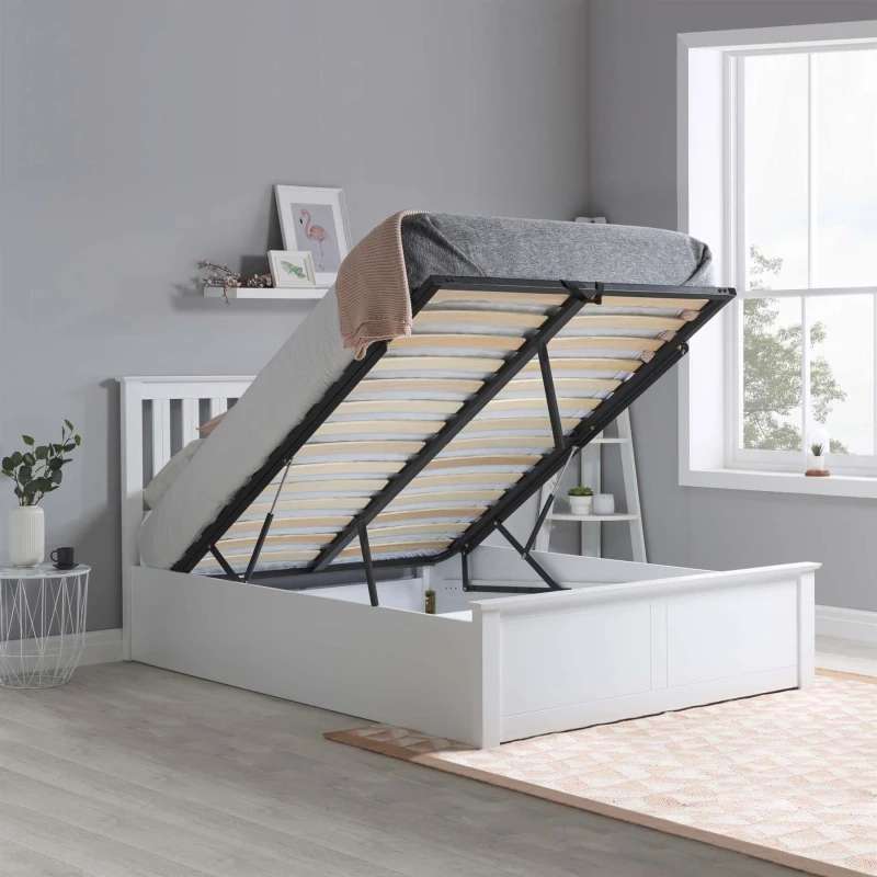 Image of Birlea Birlea Phoenix Double Ottoman Bed with Mattress - White