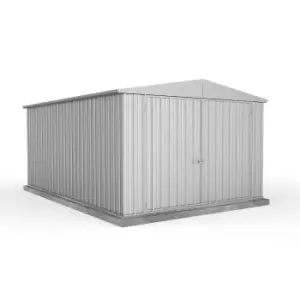 Image of Absco 10x15ft Utility Workshop Apex Metal Shed - Zinc
