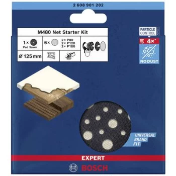 Image of Bosch Accessories EXPERT M480 2608901202 Mesh sanding disc set Punched Grit size 80, 80, 120, 120, 180, 180 (Ø) 125mm 7 pc(s)