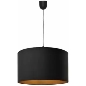 Image of Helam Alba Cylindrical Pendant Ceiling Light Black, Gold 45cm
